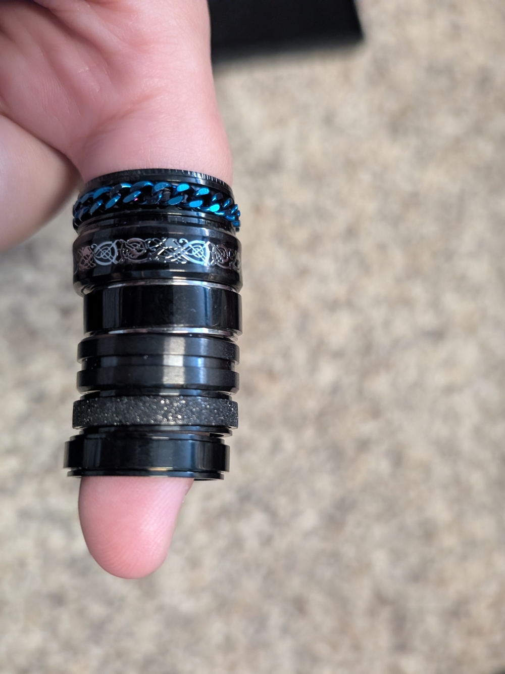 Black and Blue Men's Fidget Rings